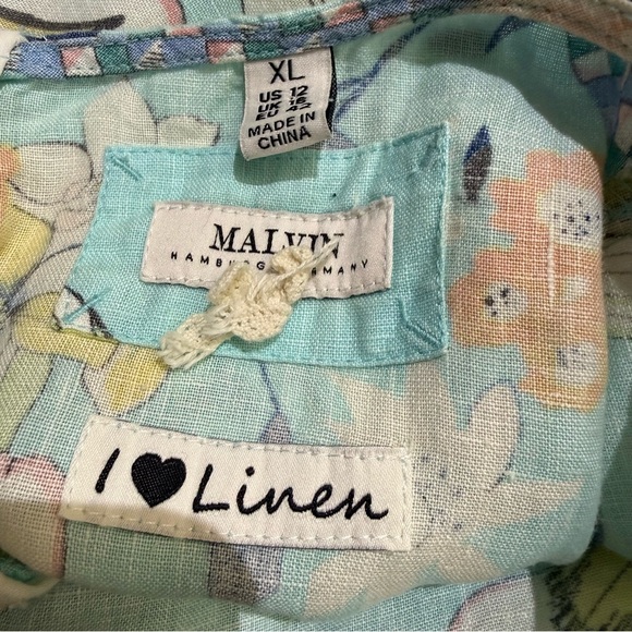 Malvin I Love Linen Floral Wedding Guest Shift Dress Short Size XL Resort Summer - Picture 11 of 11